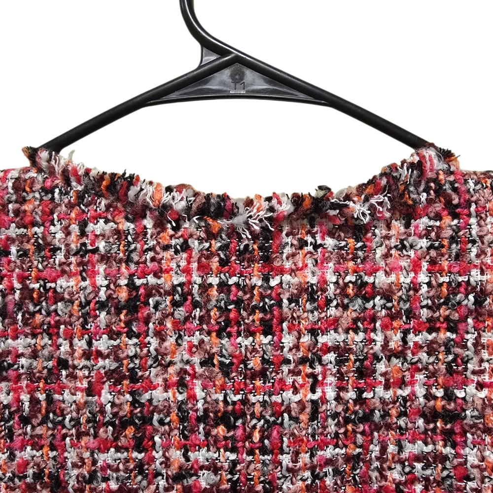 Talbots Pink Pinewood Tweed Wool Blend Coat With Frayed Edges Size 12 - Picture 7 of 13
